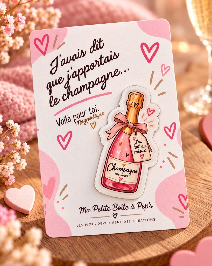 Magnet « J’avais dit que j’apportais le champagne… » 🥂 petit cadeau